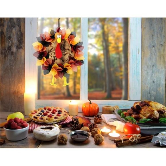 Thanksgiving Door Decorations Turkey Decor Thanksgiving Wreath for Front Door - Picture 4 of 7